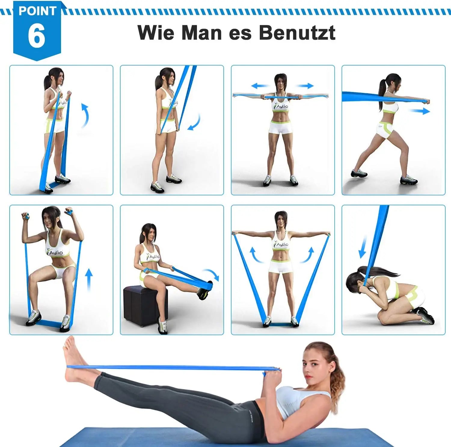 Fasce elastiche per fitness 3 pezzi Fasce di resistenza Nastri elastici per fitness Yoga Pilates Crossfit Stretching Attrezzatura per allenamento muscolare