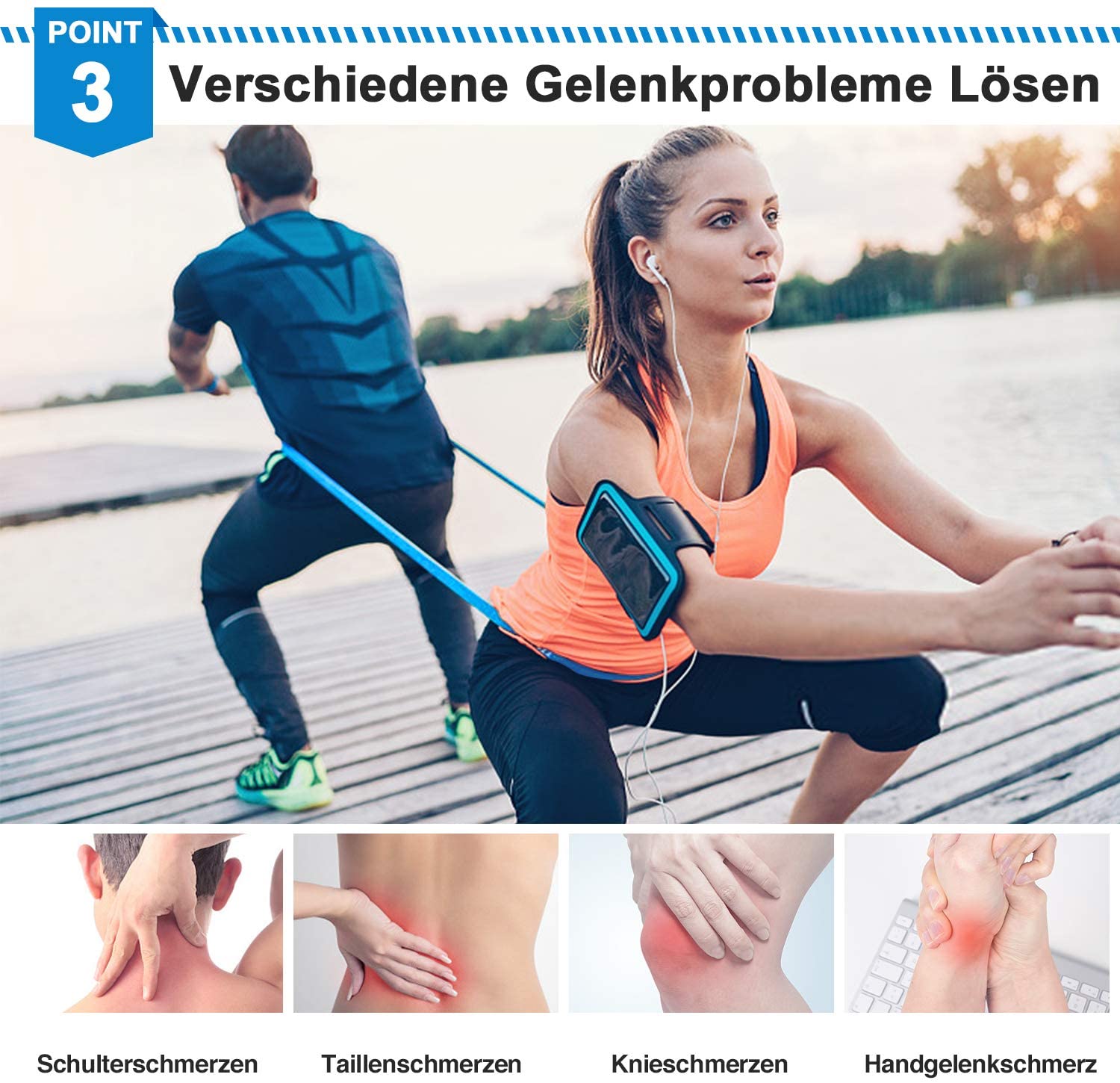 Fasce elastiche per fitness 3 pezzi Fasce di resistenza Nastri elastici per fitness Yoga Pilates Crossfit Stretching Attrezzatura per allenamento muscolare