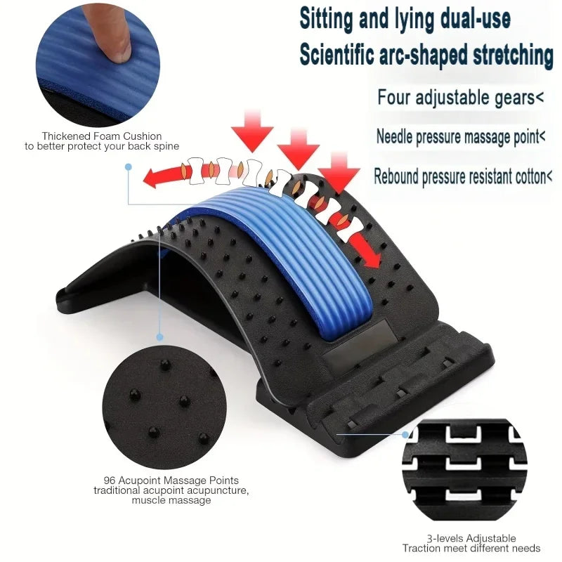 Dispositivo per lo stretching muscolare della vita, cuscino massaggiante per lo stretching della colonna vertebrale, supporto lombare, allungatore lombare per alleviare il dolore alla schiena