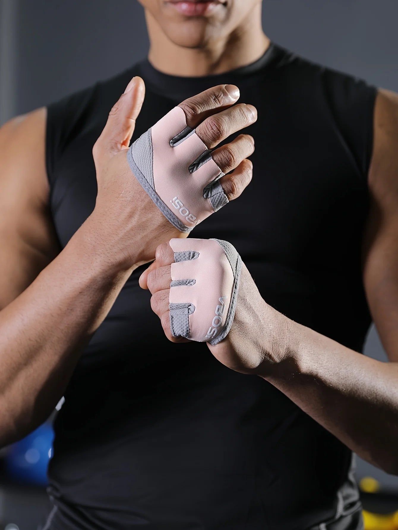 Coppia di guanti fitness leggeri unisex a quattro dita per sollevamento pesi e allenamento