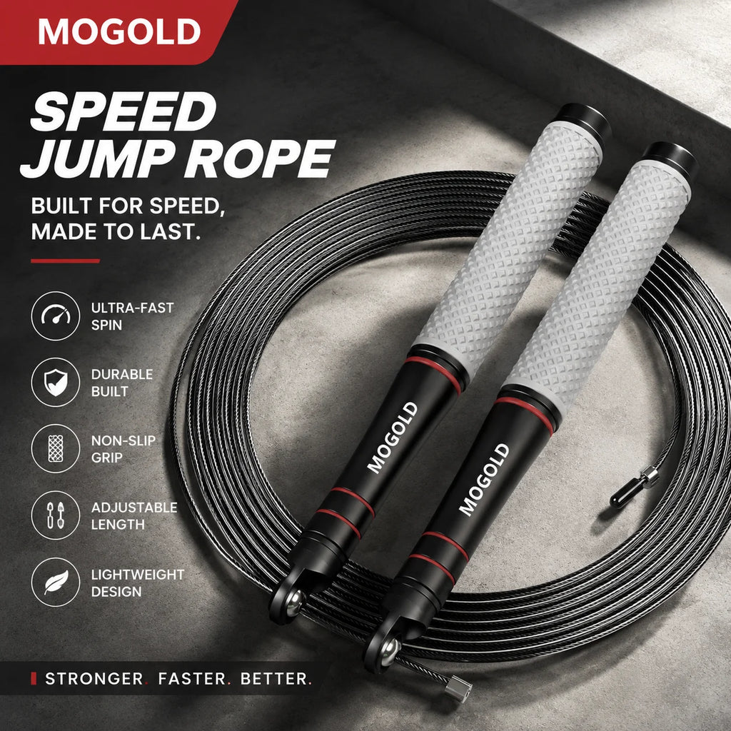 Corda per saltare veloce, corda regolabile resistente, design leggero, rotazione fluida con cuscinetti a sfera, adatta per l'allenamento CrossFit