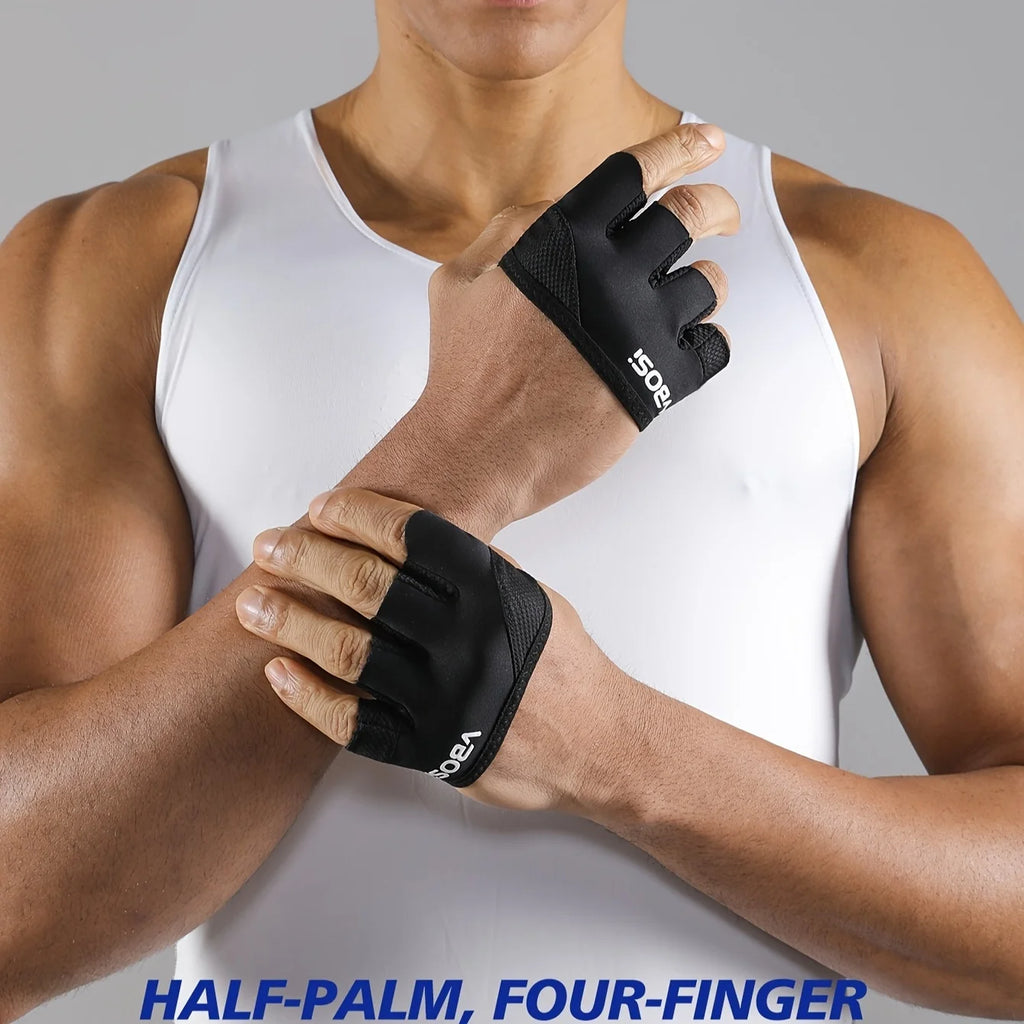 Coppia di guanti fitness leggeri unisex a quattro dita per sollevamento pesi e allenamento