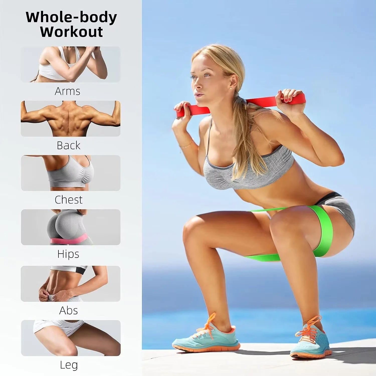 Set di 5 Fasce di Resistenza in TPE, Attrezzatura per Allenamento di Forza, Yoga, Pilates, Elastici Portatili per Palestra