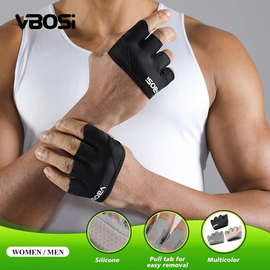 Coppia di guanti fitness leggeri unisex a quattro dita per sollevamento pesi e allenamento
