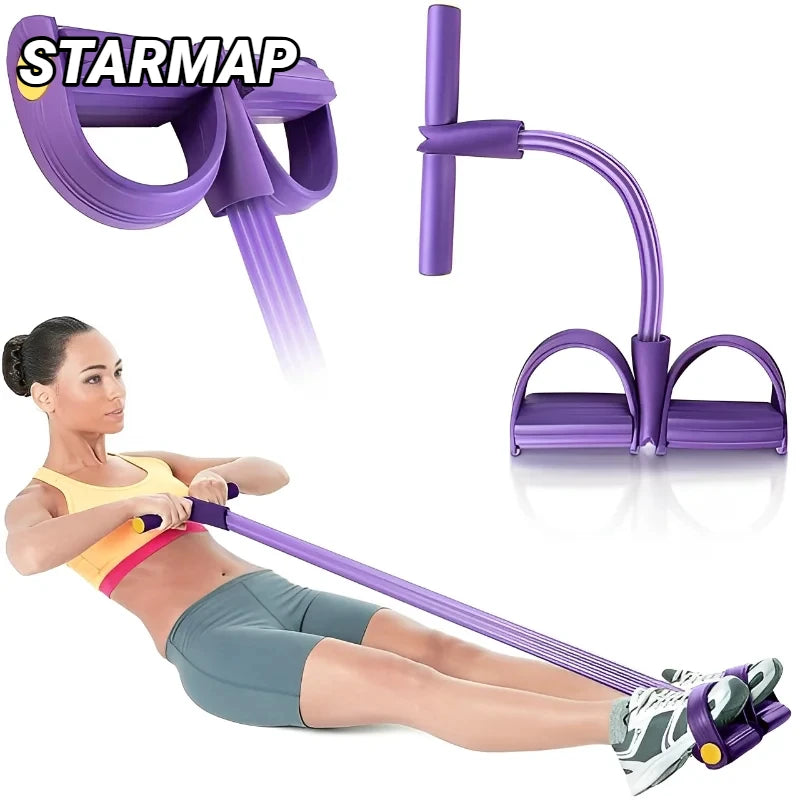 Tenditore a quattro tubi Multifunzionale per uso domestico Fitness Yoga Rafforzamento addominale Fascia elastica Corda di tensione Assistivo sit-up