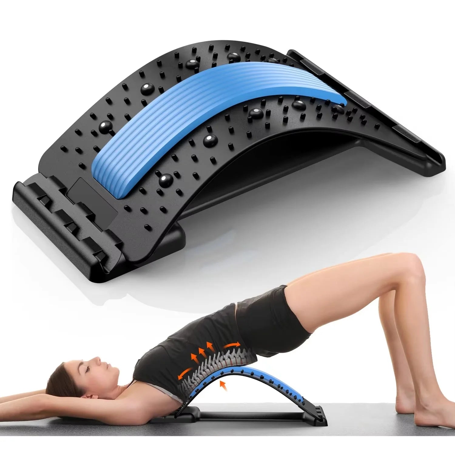 Dispositivo per lo stretching muscolare della vita, cuscino massaggiante per lo stretching della colonna vertebrale, supporto lombare, allungatore lombare per alleviare il dolore alla schiena