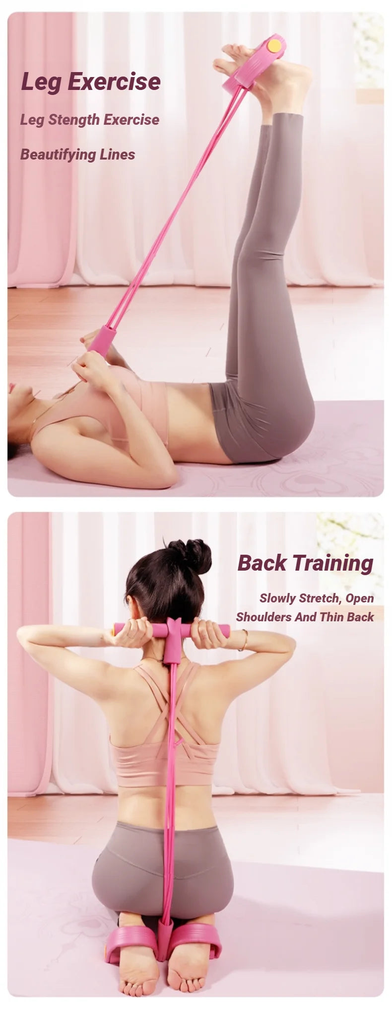 Tenditore a quattro tubi Multifunzionale per uso domestico Fitness Yoga Rafforzamento addominale Fascia elastica Corda di tensione Assistivo sit-up