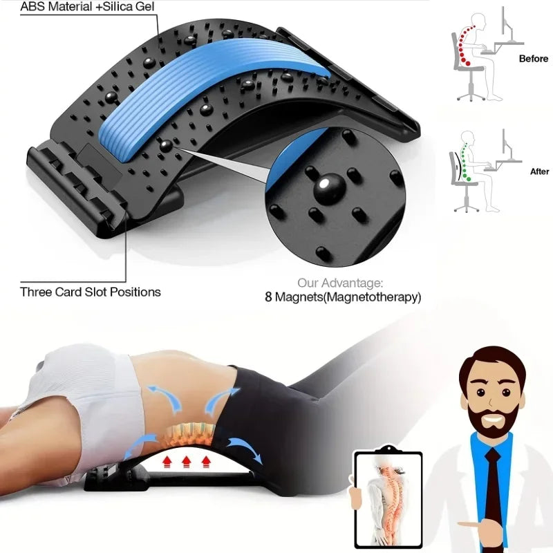 Dispositivo per lo stretching muscolare della vita, cuscino massaggiante per lo stretching della colonna vertebrale, supporto lombare, allungatore lombare per alleviare il dolore alla schiena